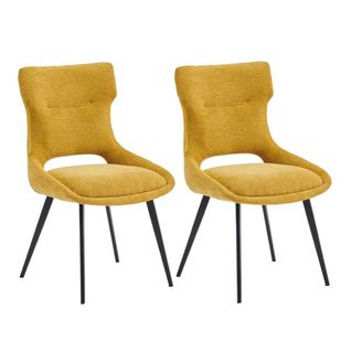 Lot De 2 Chaises Tissu Coloris Jaune - Amanda