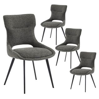 Lot De 4 Chaises Tissu Coloris Gris Anthracite - Amanda