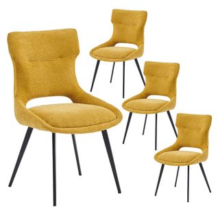 Lot De 4 Chaises Tissu Coloris Jaune - Amanda