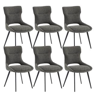 Lot De 6 Chaises Tissu Coloris Gris Anthracite - Amanda