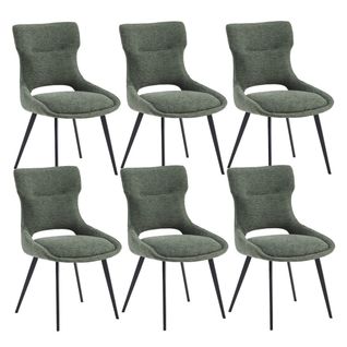 Lot De 6 Chaises Tissu Coloris Vert - Amanda