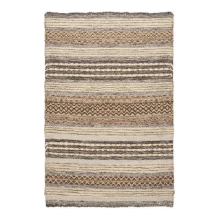 Tapis D'entrée Jute Et Laine Tissé à La Main 60x90 Cm Beige Et Marron - Guispo