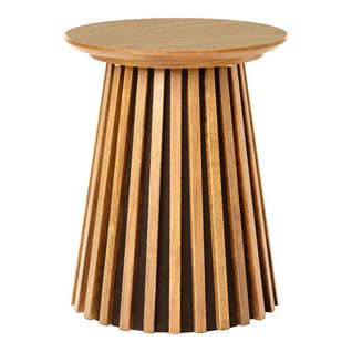 Table D'appoint Ronde Pied Central Relief Mdf Placage Chêne Clair - Dublin