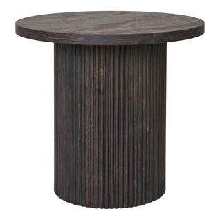 Table D'appoint Ronde Pied Central Relief Mdf Effet Bois Foncé - Ankara