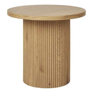 Table D'appoint Ronde Pied Central Relief Mdf Effet Bois Naturel - Ankara