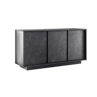 Buffet 3 Portes Aspect Marbre Gris Anthracite - Piralia