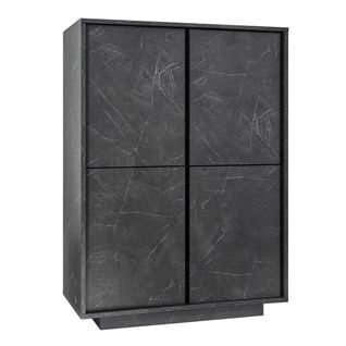 Argentier 4 Portes Aspect Marbre Gris Anthracite - Piralia