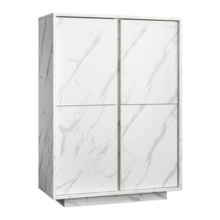 Argentier 4 Portes Aspect Marbre Blanc - Piralia