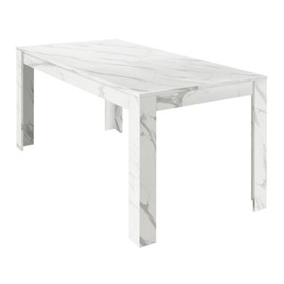 Table Repas 180cm Aspect Marbre Blanc - Piralia
