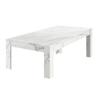 Table Basse Rectangulaire Aspect Marbre Blanc - Piralia
