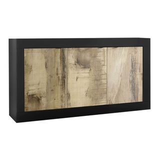 Buffet 3 Portes Finition Noir Mat Et Aspect Bois Antik - Otello