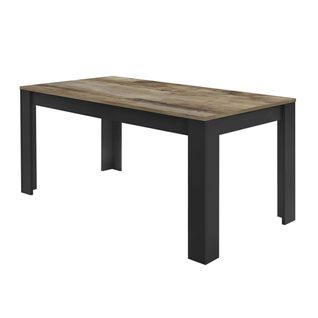 Table Repas 180cm Noir Mat Plateau Aspect Bois Antik - Otello