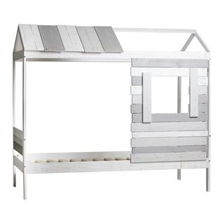 Lit Cabane 90 X200 Cm Bois Aspect Vieilli Blanc Et Grisé - Rosalia