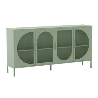 Buffet 4 Portes Ajourées En Métal Vert Menthe - Liovia