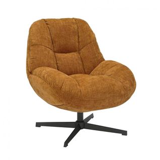 Fauteuil Pivotant En Tissu Polyester Jaune - Noam
