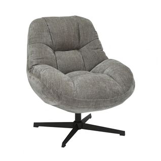 Fauteuil Pivotant En Tissu Polyester Brun - Noam
