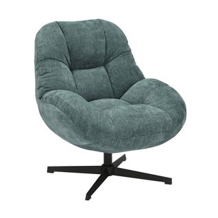 Fauteuil Pivotant En Tissu Polyester Vert Bleuté - Noam