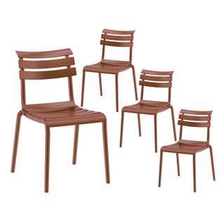 Lot De 4 Chaises En Plastique Recyclé Et Polypropylène Rouge Terracotta - Tanguy