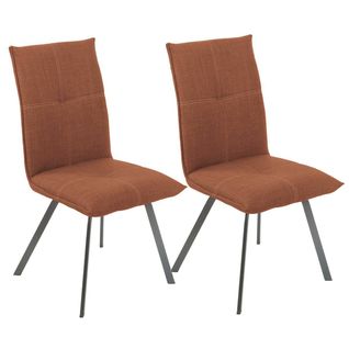 Lot De 2 Chaises Tissu Texturé Coloris Brique Terracotta - Bispo