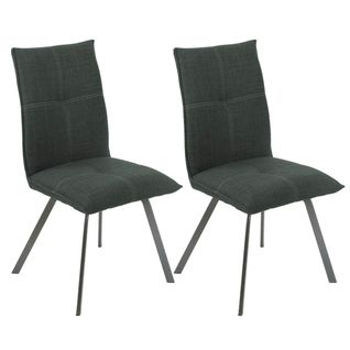 Lot De 2 Chaises Tissu Texturé Coloris Gris Anthracite - Bispo
