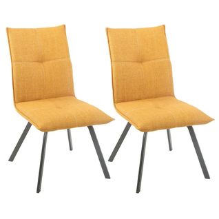 Lot De 2 Chaises Tissu Texturé Coloris Jaune Moutarde - Bispo