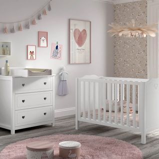 Ensemble Lit Bébé 60x120cm Avec Commode Et Plan à Langer Laqué Blanc - Milady