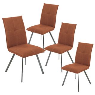 Lot De 4 Chaises Tissu Texturé Coloris Brique Terracotta - Bispo