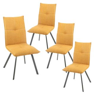 Lot De 4 Chaises Tissu Texturé Coloris Jaune Moutarde - Bispo