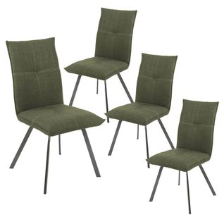 Lot De 4 Chaises Tissu Texturé Coloris Vert Kaki - Bispo