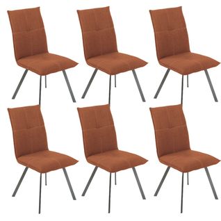 Lot De 6 Chaises Tissu Texturé Coloris Brique Terracotta - Bispo