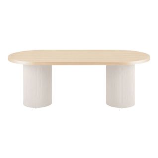 Table Repas 220cm En Mdf Plaquage Frêne Pieds Laqué Beige Mat - Kolam
