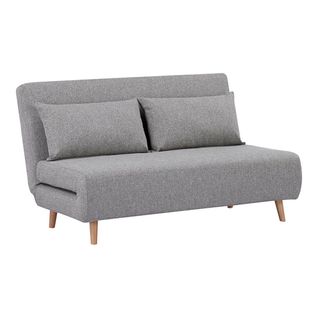 Chauffeuse 2 Places Convertible Tissu Gris Chiné Avec Coussin - Brewen