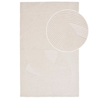 Tapis 200x300cm Tufté Main Ivoire Lignes Courbes En Relief - Linus