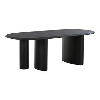 Table Repas Fixe Coins Arrondis 3 Pieds Placage Frêne Teinté Noir - Tanelia
