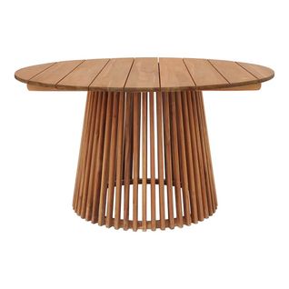 Table Repas De Jardin Ø120cm En Teck Massif Pied Central Ajouré - Liricia