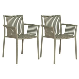 Lot De 2 Fauteuils De Table De Jardin En Polypropylène Laqué Vert - Stoly