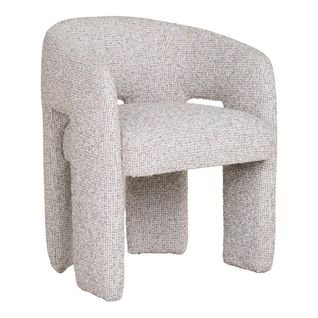 Fauteuil Design Assise Et Pieds En Tissu Blanc Chiné Gris - Marylin