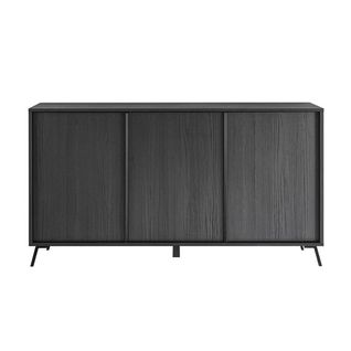 Buffet 3 Portes Aspect Chêne Noir Pieds Métal Noir - Kansas Black