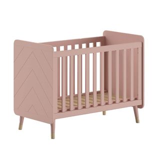 Lit Bébé à Barreaux Rose Et Gold Motif Graphique - Tiny Pink