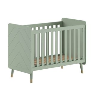Lit Bébé à Barreaux Vert Olive Et Gold Motif Graphique - Tiny Green