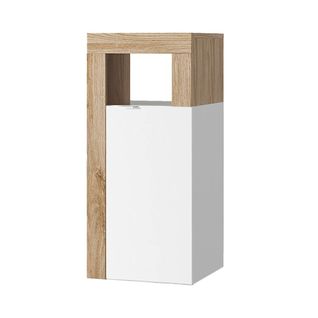 Rangement 1 Porte Blanc Laqué Et Aspect Bois Finition Cadiz - Arturo
