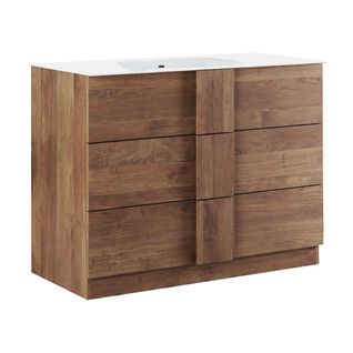 Meuble Vasque 82cm 3 Tiroirs Aspect Bois Finition Mercure - Zeus