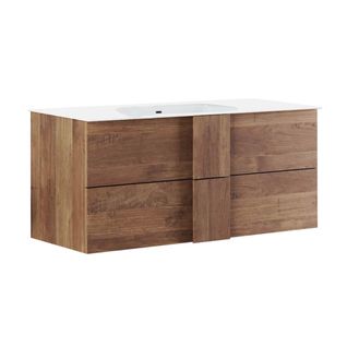 Meuble Vasque 82cm Suspendu 2 Tiroirs Aspect Bois Finition Mercure - Zeus