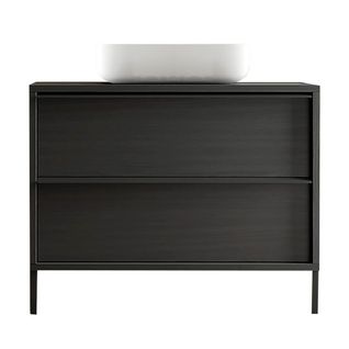 Meuble Vasque 105cm 2 Tiroirs Aspect Bois Noir - Teras