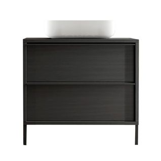 Meuble Vasque 92cm 2 Tiroirs Aspect Bois Noir - Teras