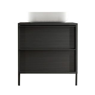 Meuble Vasque 79cm 2 Tiroirs Aspect Bois Noir - Teras