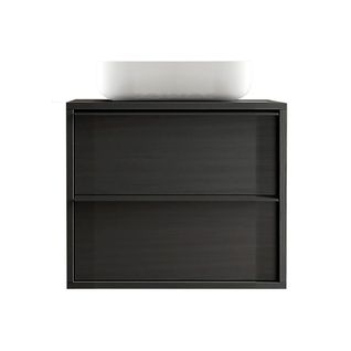 Meuble Vasque 79cm Suspendu 2 Tiroirs Aspect Bois Noir - Teras