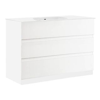 Meuble Vasque 101cm 3 Tiroirs Finition Blanc Laqué - Birja