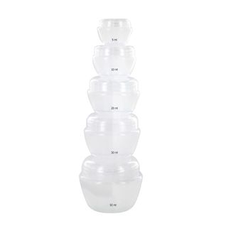 Lot De 5 Flacons De Voyage (5ml à 50ml) En Plastique Blanc Avec Bouchon à Visé Et Opercule De Proct