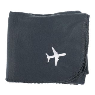 Plaid Polaire De Voyage Rectangulaire 120x150cm En Polyester Gris Anthracite Avec Les Bords Surpiqu